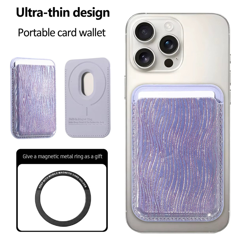 szHAIyu Magnetisches PU-Leder Kartenetui für MagSafe, Geldbörse für iPhone 17 16 15 14 Pro Max und Samsung Galaxy S25 S24 S26 Ultra, Gold und Lila - Bild 2