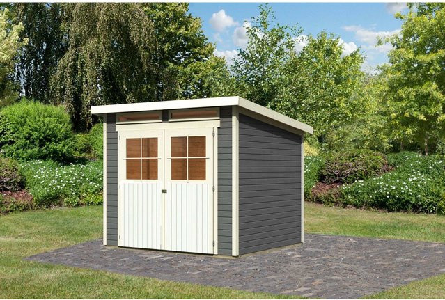 Gartenhaus Karibu Egersund mit Pultdach in Terragrau, lackiert, B/T: 238 x 213 cm - Bild 1