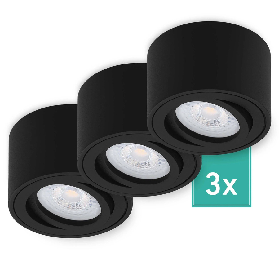 Oktaplex Lighting 3er Set Aufbauspots Lile S aus Aluminium in Schwarz mit dimmbaren LED-Modulen, Neutralweiß 4000K, 230V - Bild 2