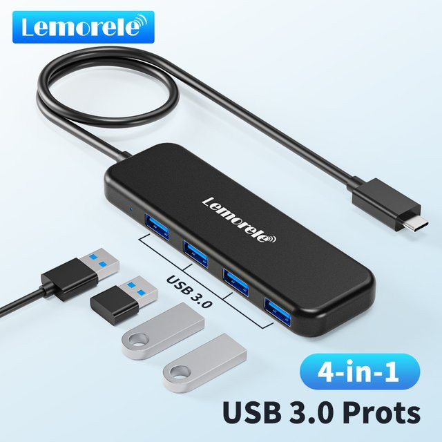 Lemorele TC41 4 in 1 USB C Hub Docking Station mit 4 USB A 3.0 Ports 5 Gbit/s in Schwarz - Bild 1