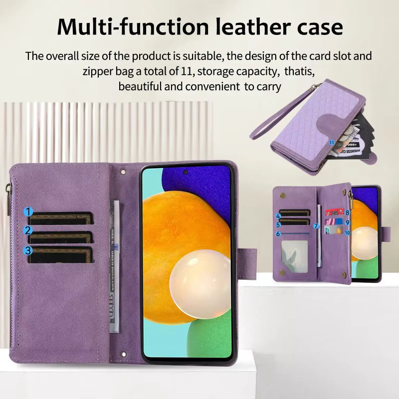 Luxus Leder-Umhängetasche und Brieftasche für Samsung Galaxy S24 S23 S22 Ultra Plus A54 A34 A25 A15 A14 5G in Schwarz und Lila - Bild 2