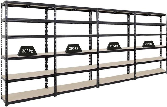 PROREGAL Schwerlastregal Giant Tiger XL, 4er Set, Schwarz, 6 Ebenen, H x B x T: 220 x 120 x 40 cm - Bild 1