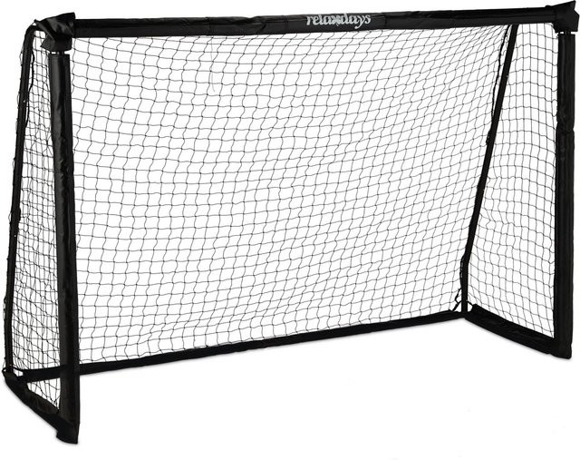 Relaxdays Fußballtor aus Stahl in Schwarz, B/T/H: 120 x 60 x 180 cm - Bild 1