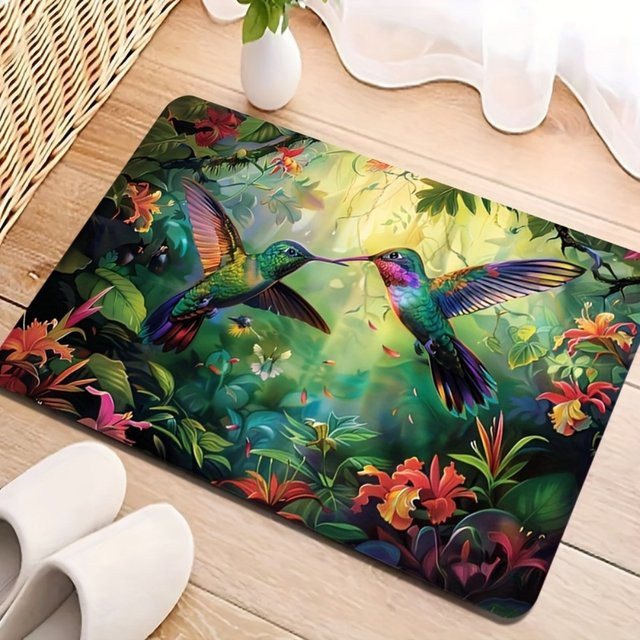 VIKAMA Bodenmatte Spring Hummingbird Tropical Design, rutschfest und schmutzabweisend, B/T: 60 x 40 cm, Multicolour - Bild 1