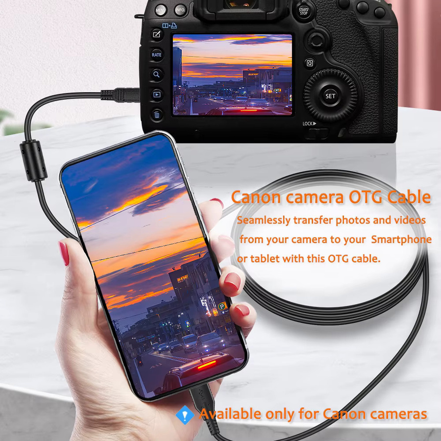 Canon OTG-Kabel Mini 5-Pin auf USB-C in Schwarz zum schnellen Teilen von Fotos und Videos von deiner Kamera auf dein Smartphone oder Tablet - Bild 6