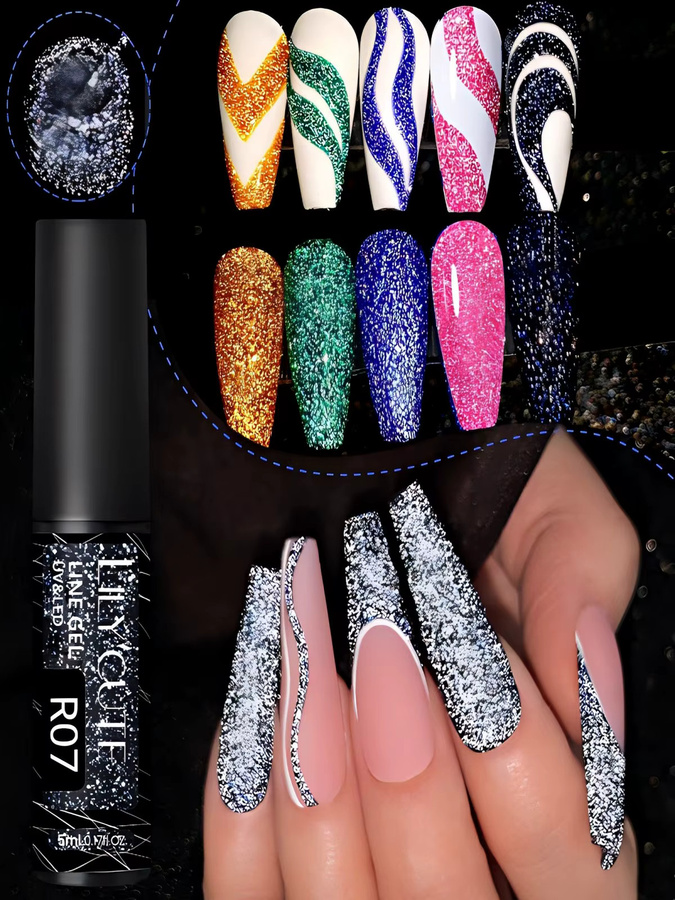 LILYCUTE Nagel-Gel-Lack, Glitzer, Gold Silber, 5 ml - Bild 5