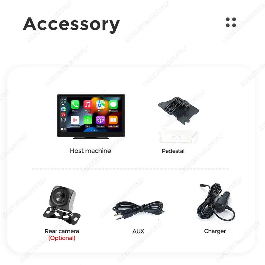 Navifly 7-Zoll Smart-Screen Autoradio mit kabellosem CarPlay und Android Auto, tragbarer Multimedia-Player in Schwarz mit AHD, Bluetooth und Wi-Fi - Bild 5
