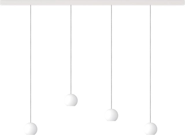 KOMOT KOS Quattro S LED-Pendelleuchte Schiene, Weiß matt, Edelstahl und mundgeblasenes Opalglas, Tunable White 2200K - 4200K, Länge: 200 cm - Bild 1