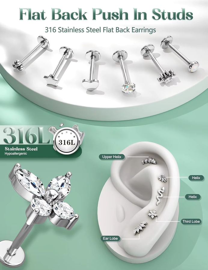 Florideco Ohrstecker, Edelstahl, Silber, Damen - Bild 4
