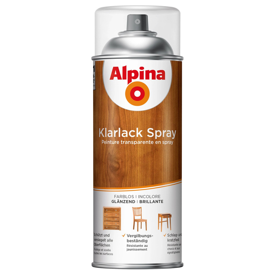 Alpina Klarlack Spray Transparent Seidenmatt Kratzfest 400 ml - Bild 2