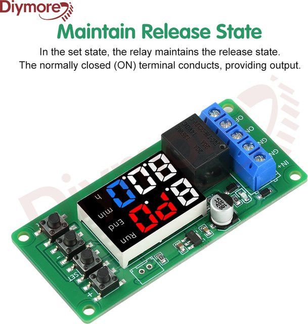 diymore T2101 Relaismodul DC 12 V Dual Mode Single Channel Programmierbarer Timer Controller Verzögerungsrelaismodul in Grün - Bild 1