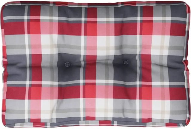 vidaXL Palettenkissen Rot Karomuster aus Polyester, B/T/H: 50 x 40 x 12 cm - Bild 1