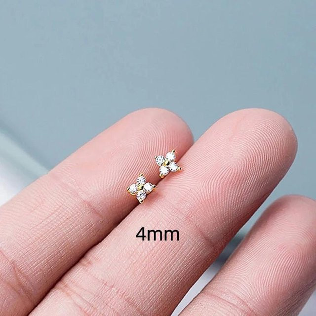 Wucifang Jewelry Ohrringe, Kleeblatt, Zirkonia, Kupfer, Weiß, Damen - Bild 1