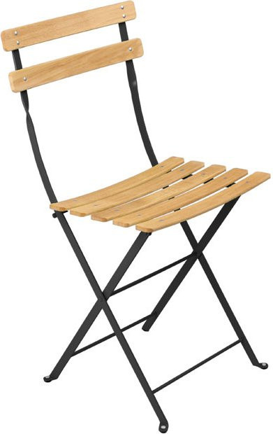 Fermob Bistro Naturel Klappstuhl aus pulverbeschichtetem Stahl in Schwarz mit Buchenholz-Elementen - Bild 1