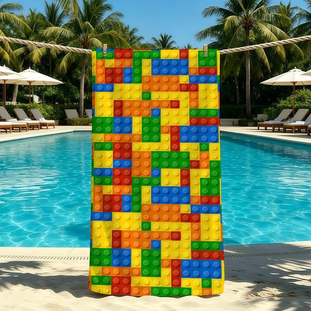 JMG Household Supplies Bausteine Handtuch aus Mikrofaser, schnelltrocknend und super saugfähig, Multicolour, B/H: 150 x 260 cm - Bild 1