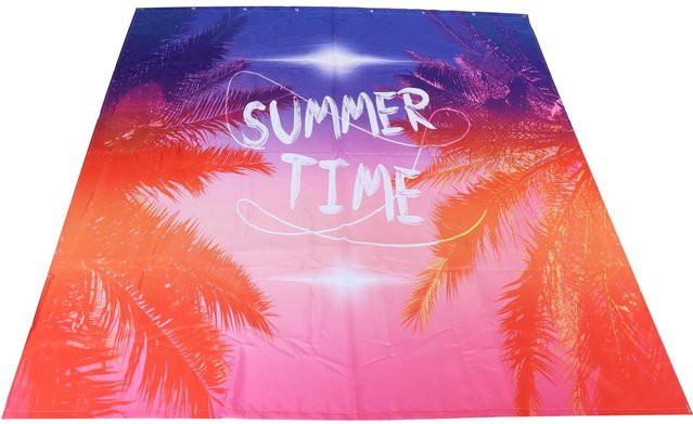 Wasserdichter Duschvorhang von OutsideWorld aus Polyester mit floralem Pflanzenmuster in Multicolour inklusive Haken - Bild 1