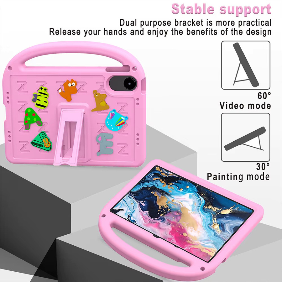 Stoßfeste EVA Kinder Schutzhülle in Rosa für Xiaomi Redmi Pad SE 8.7, Pad 2 2025, Pad Pro 12.1 und Poco Pad 12.1 mit integriertem Ständer - Bild 5