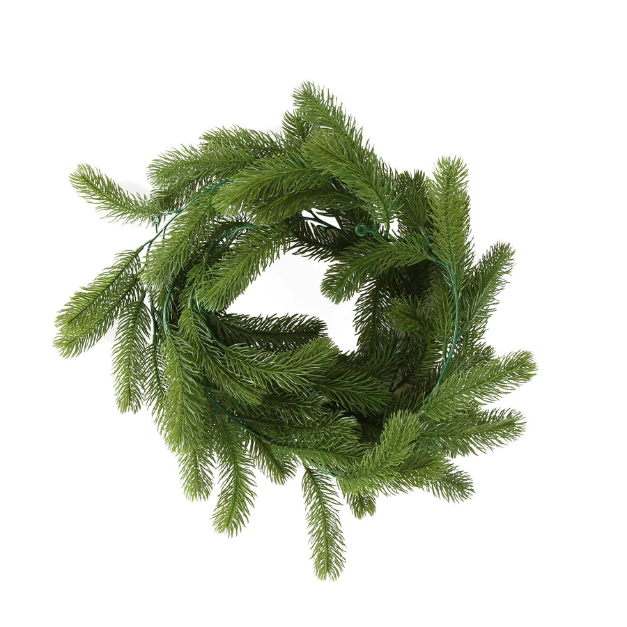 Grüne Künstliche Weihnachts-Girlande aus Kiefer und Rattan, Länge: 180 cm, zur Dekoration für Weihnachten, Hochzeiten oder Partys - Bild 2
