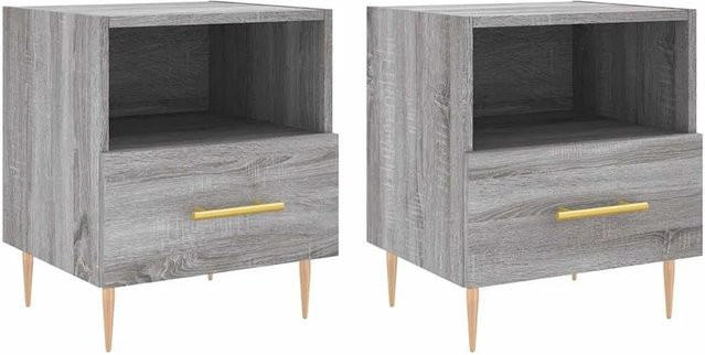 vidaXL Nachttische 2er Set Grau Sonoma, moderne Schlafzimmer-Nachttische aus Holzwerkstoff und Eisen, B/T/H: 40 x 35 x 47,5 cm - Bild 1