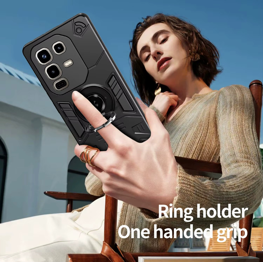 Stoßfeste Magnetische Rotierende Ring-Handyhülle für Infinix Note 50 Pro Plus, 50s, 50X 4G und Note50 Pro in Schwarz mit integriertem Ständer - Bild 5