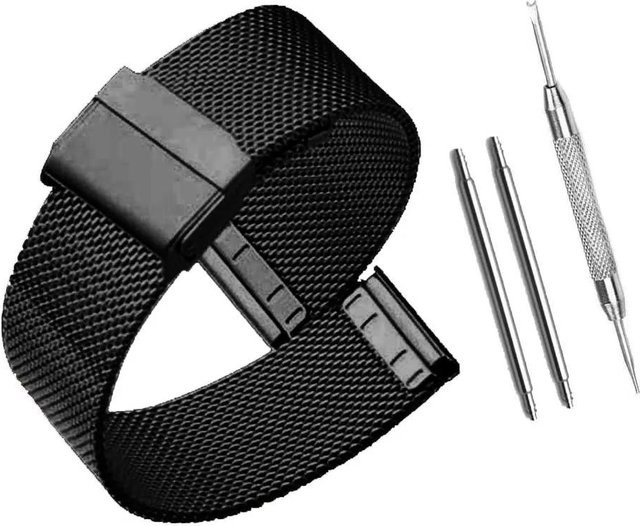 Uhrenarmband Edelstahl, Schwarz, Unisex - Bild 1