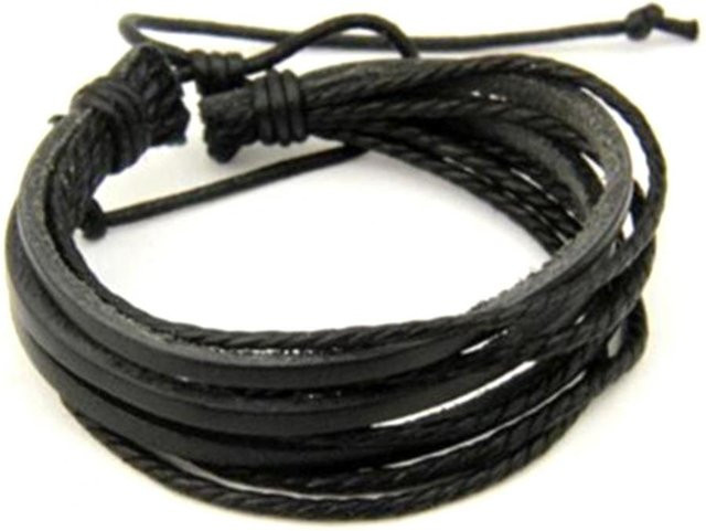 jinmeige Armband, Kunstleder, mehrschichtig, schwarz, Unisex - Bild 1