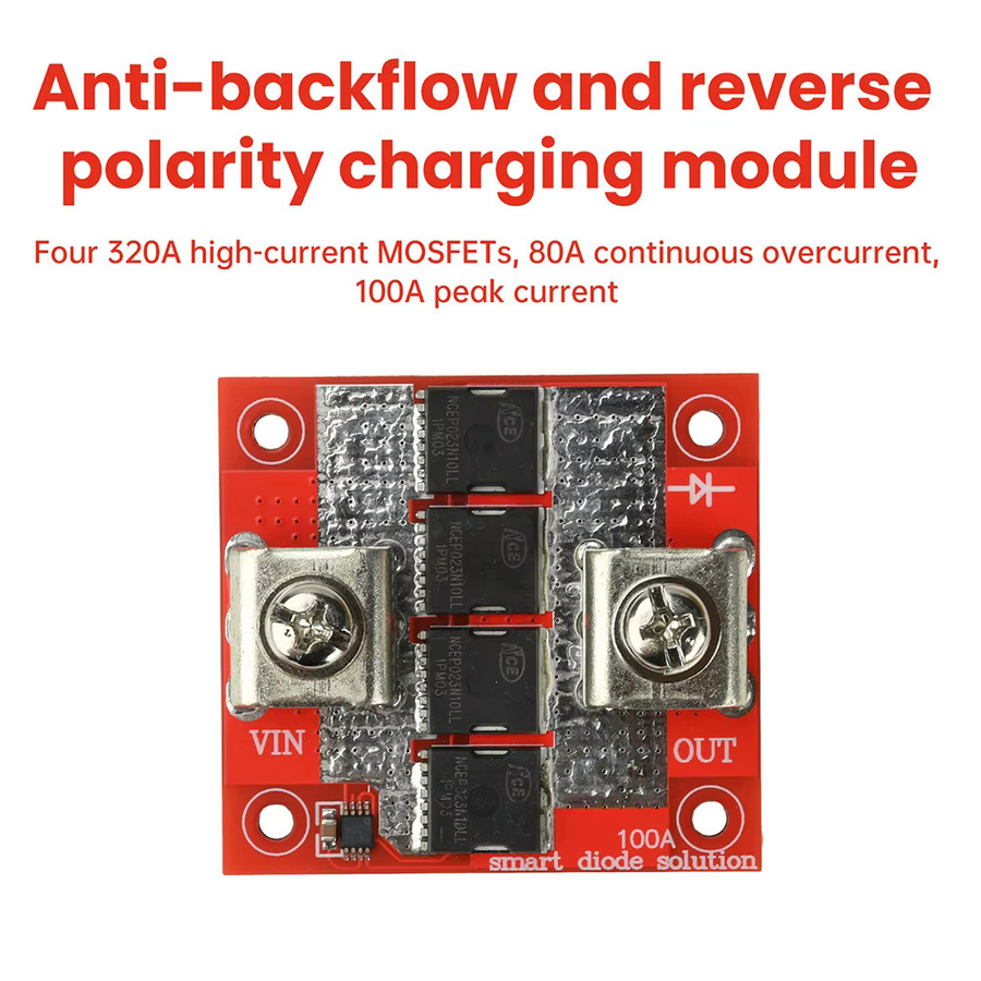 Voktta Diodenmodul Hochstrom 100 A Solarregler mit Anti-Reverse-Ladeschutz in Rot - Bild 2