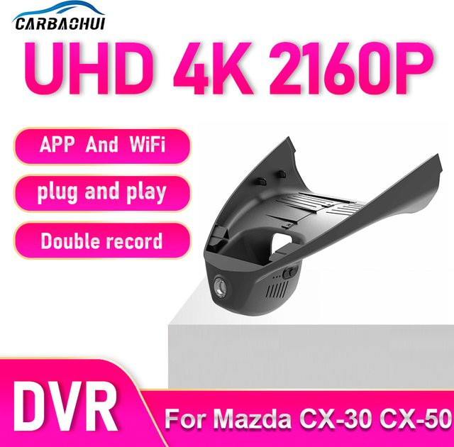 CARBAOHUI 4K Dash Cam Auto-DVR für Mazda CX-30 CX-50 EV, Plug and Play Video Recorder, Schwarz - Bild 1