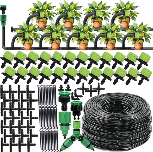 KESLA Tropf-Bewässerungssystem mit Inline-Dripper für Garten und Gewächshaus, 5-30m, 1/4'' Schlauch-Set zur automatischen Pflanzenbewässerung - Bild 1