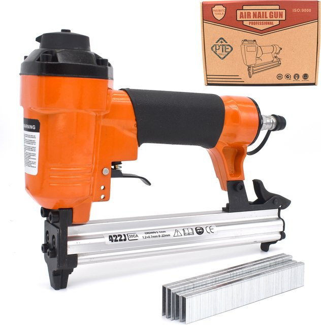 PTE TOOLS Pneumatischer U-Hefter 422J Framing Tacker für Holzbearbeitung in Orange - Bild 1