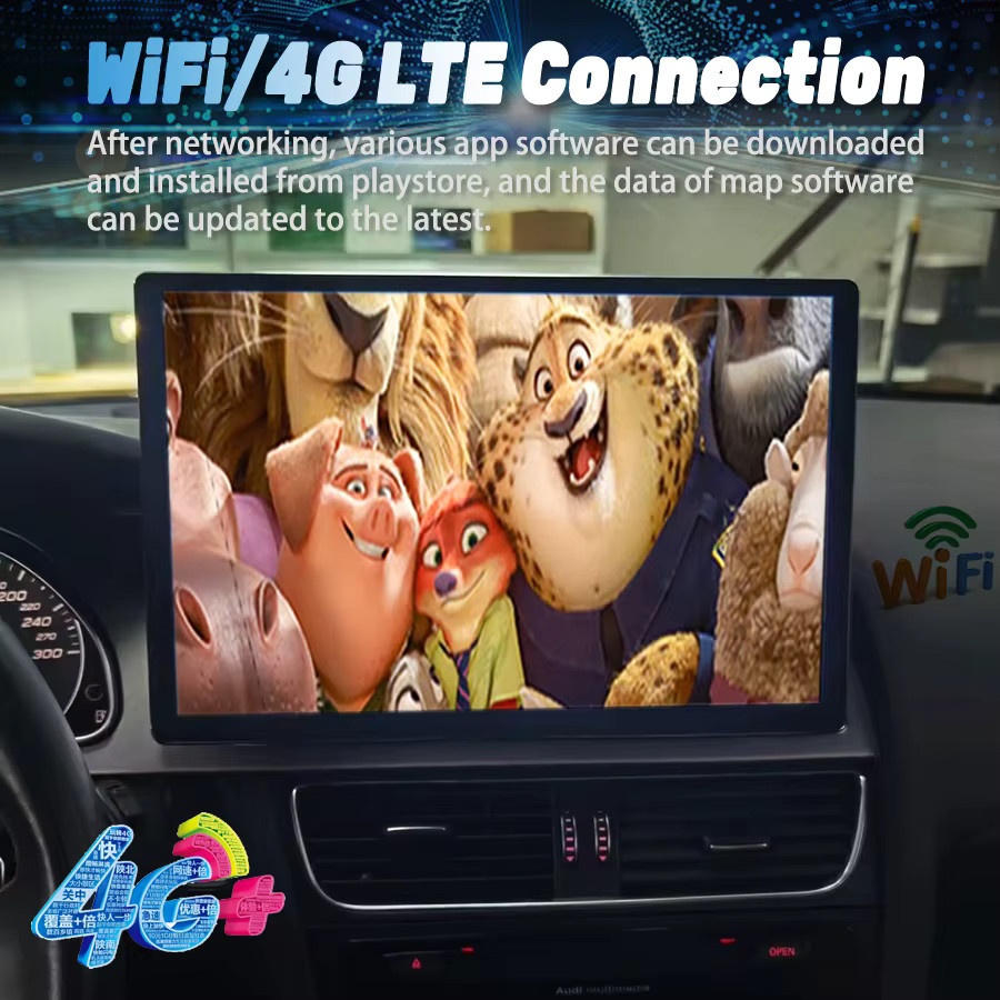 NAVIRIDER Android 13 Multimedia Autoradio mit 13,3 Zoll 2K Bildschirm, GPS und Carplay für Audi A4 S4 B8 (2013-2014), Schwarz - Bild 2