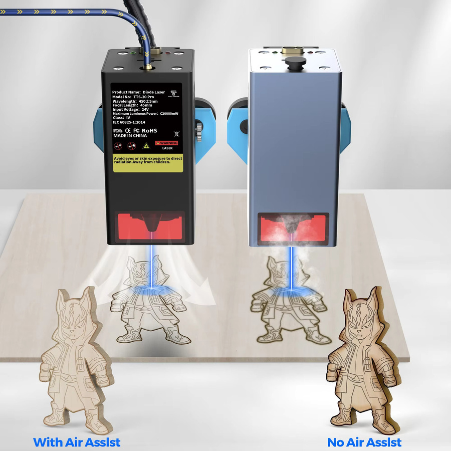 Twotrees TTS-20 Pro Lasergravurmaschine mit WLAN-Steuerung, 20W Laserschneidemaschine All-in-One-Gerät in Schwarz, Bearbeitungsbereich: 41,8 x 41,8 cm - Bild 4