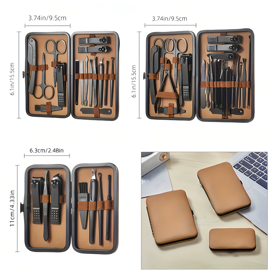 Ouriner Maniküre-Set, Braun, Edelstahl, für Hände und Füße, Unisex - Bild 3