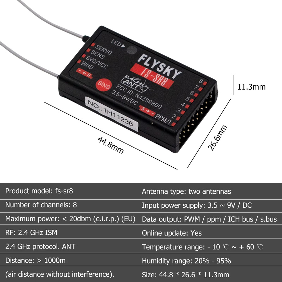 Flysky FS-SR8 2,4 GHz ANT Mini Empfänger Fernbedienung, 8 Kanal - Bild 4