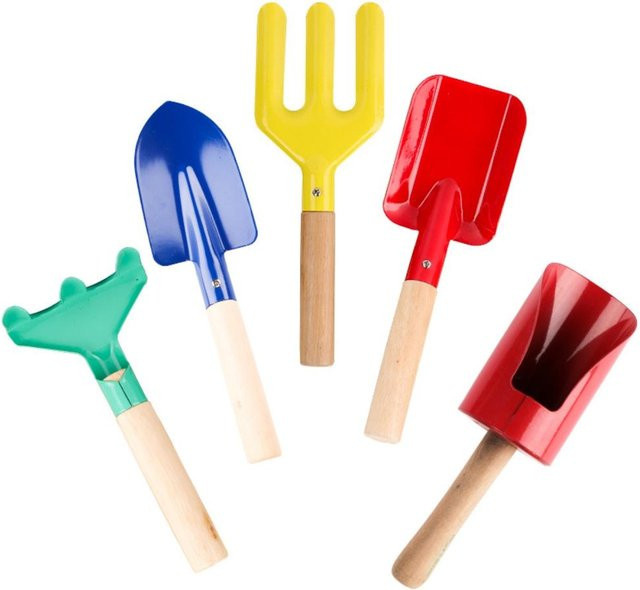 TOMTOP JMS 5-teiliges Mini-Gartenwerkzeug-Set für Kinder in Rot und Mehrfarbig aus Metall und Holz - Bild 1