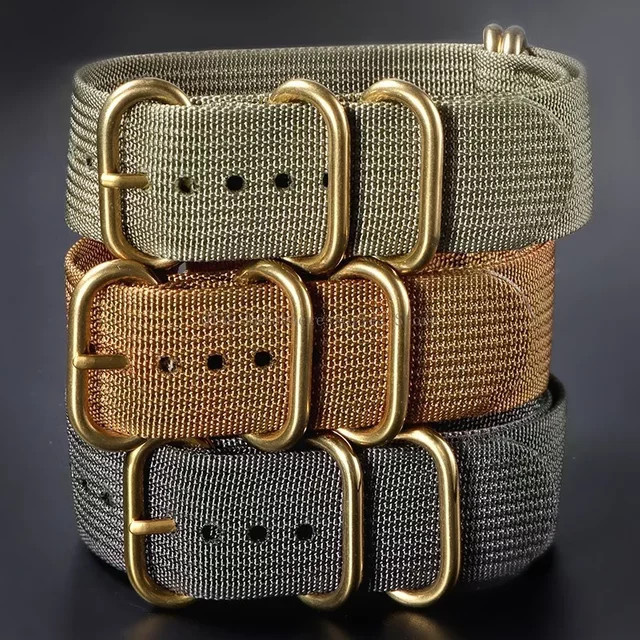 qinband Uhrenarmband Nylon, goldene Schnalle, Textil/NATO, Unisex - Bild 1