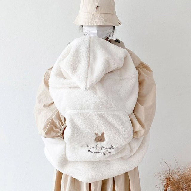 Warme Baby Decke mit Cartoon Bär Motiv in Weiß, winddichte Fleece Decke für Kinderwagen und Outdoor-Einsätze - Bild 1