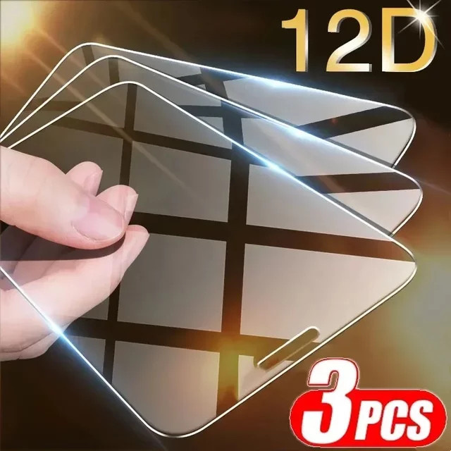 3er-Set Displayschutzfolie aus gehärtetem Glas für Apple iPhone 15 14 13 12 11 Pro Max Plus, transparent, Vollcover-Glas - Bild 1