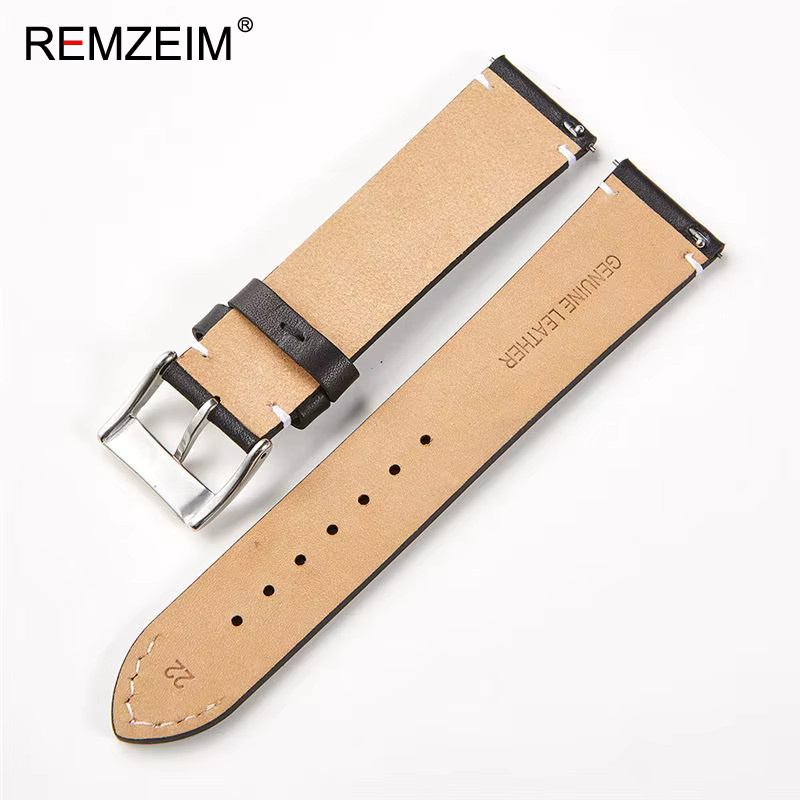 REMZEIM Uhrenarmband Kalbsleder, Schwarz, Unisex - Bild 2