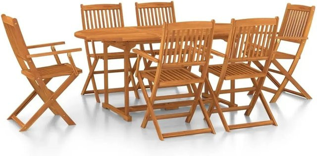 vidaXL 7-teilige Garten-Essgruppe aus Akazien-Massivholz in Braun, B/T/H: 180 x 90 x 75 cm - Bild 1