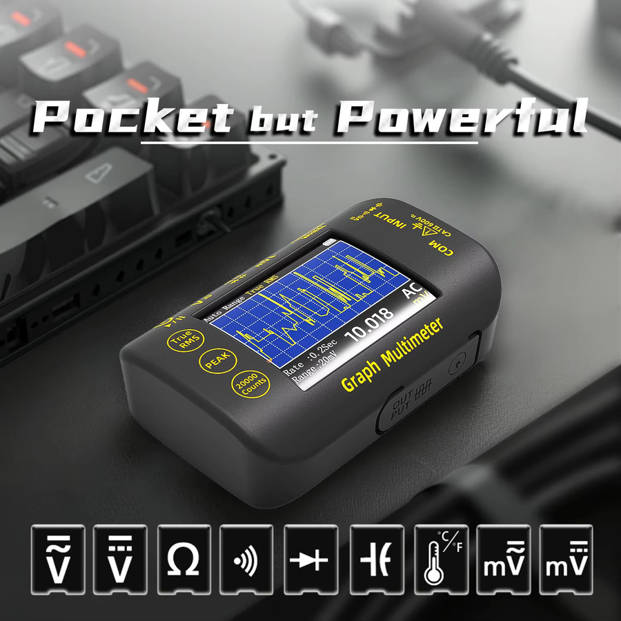 BSIDE S450 Grafisches Digitalmultimeter Datenaufzeichnungsgerät in Schwarz mit Akku für Photovoltaik und Bergbau, TRMS Voltmeter und Tester für Spannung, Temperatur, Widerstand sowie Kapazität und Diode - Bild 3