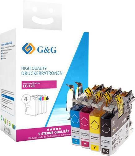 G&G Druckerpatronen Kombi-Pack kompatibel mit Brother LC-123BK, LC-123C, LC-123M, LC-123Y in Schwarz, Cyan, Magenta und Gelb - Bild 1