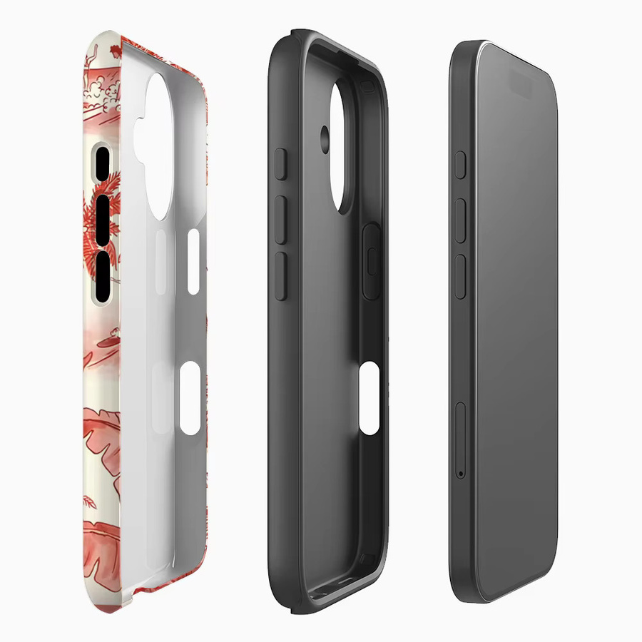 Handyhülle Tropische rote Skizze für Apple iPhone 11 bis iPhone 17 Pro Max Plus mit doppelschichtiger Rückseite in Rot - Bild 2