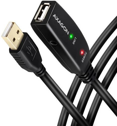 AXAGON USB 2.0 Kabel mit USB-A Stecker, Länge: 7,5 m, Schwarz, ADR-207 - Bild 1