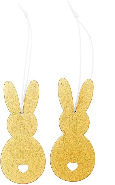 Rico Design Holzhänger Hase in Gold, 2 Stück - Bild 1