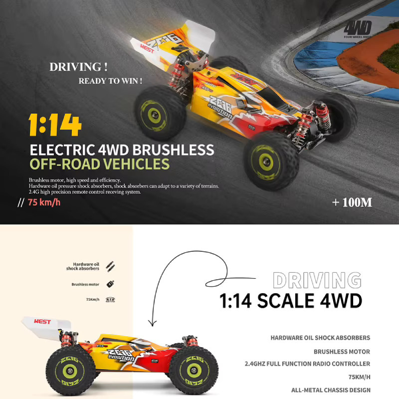 Wltoys 144010 RC-Auto-Fahrzeugmodelle, 1:14, bürstenloser Motor - Bild 2
