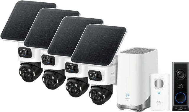 eufyCam S4 Sicherheitskamera Set mit HomeBase 3, Video Doorbell E340 und Chime, 4er-Pack - Bild 1