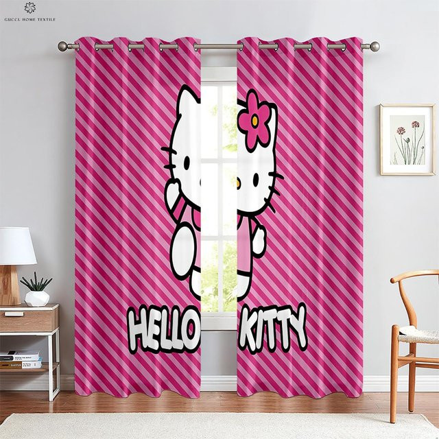 Yiran Furniture Vorhänge mit Cartoon-Muster für Kinderzimmer in Rosa und Blau, 2er-Set, B: 50 cm, H: 160 cm - Bild 1
