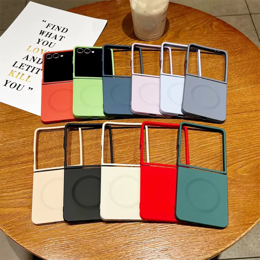 Magnetische Silikon-Schutzhülle für Samsung Galaxy Z Flip 7, FE, 6, 5, 4, 3 5G in Grün mit kabellosem Laden und stoßfestem Softphone-Design - Bild 4