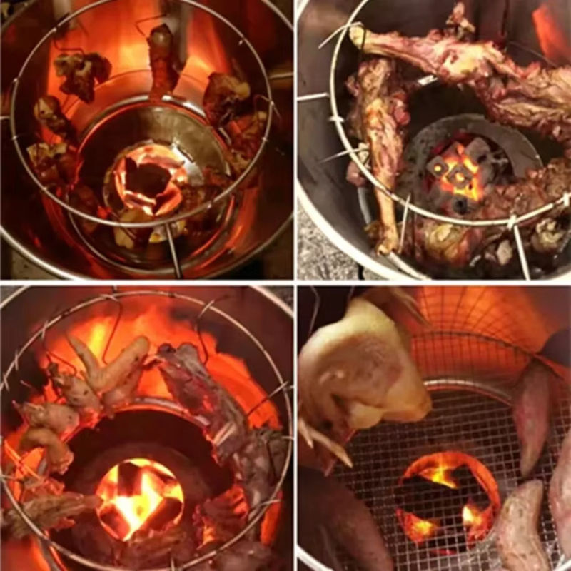 OEING 3-teiliges BBQ Hängeofen aus Edelstahl in Silber für Holzkohle - Bild 5
